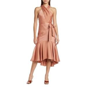 Taylor Satin Tie Waist Sleevleess Midi Dress Blush Pink 8
